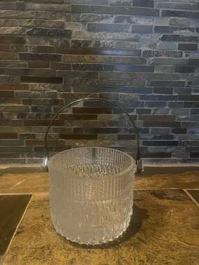 Vintage Teleflora France Mid-Century Textured Glass Ice Bucket